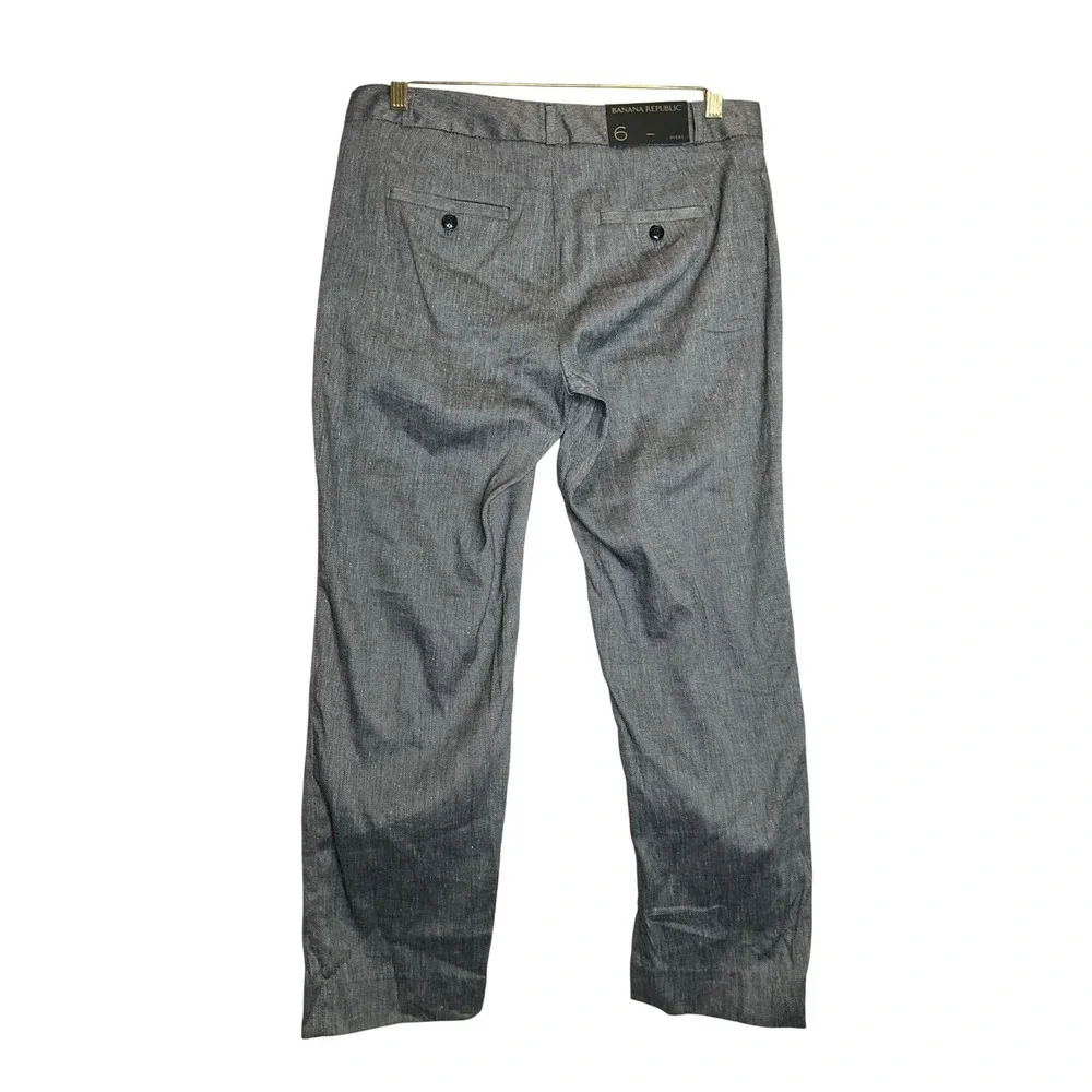 NEW Banana Republic Avery Linen Trousers Mid Rise Straight Blue Chambray‎ Preppy